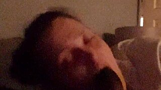 Beautiful mature milf licks and deepthroats big black cock in bedroom