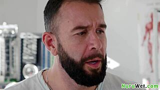 Anna Claire explains Nuru massage, then gets pounded.