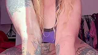 Huge Dildo Riding Drives Hairy Pussy to Climax