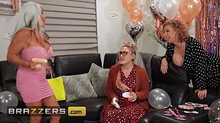 Sara Jay and Sally D'Angelo take Mazee's cock deep in their wet pussies