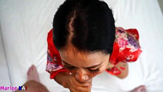 Just saw this Oriental milf suck cock for a mouthful of cum