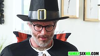Step Family Fucks Together During Thanksgiving Taboo