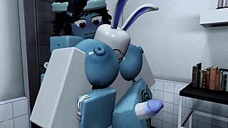 blue girl engages in neutral sex activities with cumshot focus