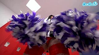 sexy brunette cheerleader masturbating in locker room