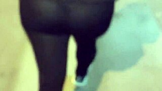 Curvy mature milf flashes see-through leggings in public