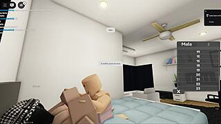 A sexy couple with big tits engages in sex on Roblox