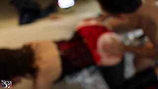 french amateur in black leather pants red satin lingerie rimming blowjob pussy fucking