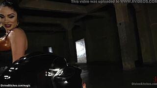 busty femdom pegs bound man hard