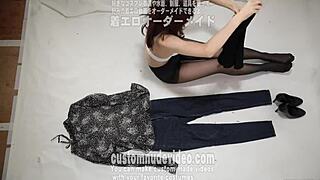 amateur striptease with ripped clothes in underwear fetish