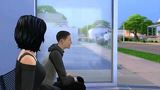 Stranger jerks off next to her at the bus stop in public.