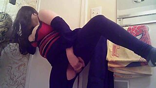 horny fat slut gets bound and plays with herself in bondage