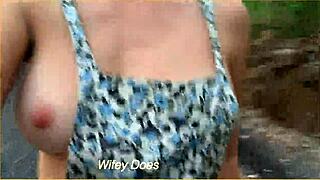 Wife Dares to Flash Big Tits in Public Outdoor Run. Sideboob Action Caught on Camera!