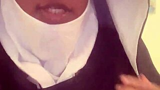 nun in hazelnut costume on halloween, ready for fun 😈