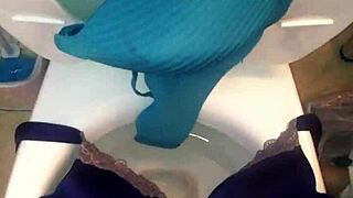 Step sister in 40dd bra and panties gets a cumshot from her bro.