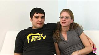 Hot brunette girlfriend screwed by another guy while bf watches.