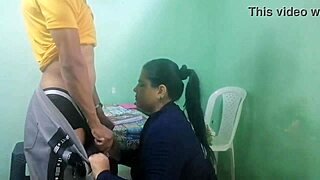 That stepmother gets fucked by her stepson in the office, what a great ass