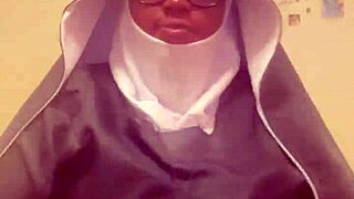 nun in hazelnut costume on halloween, ready for fun 😈