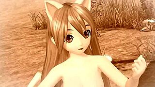 Hatsune Miku in full nude cat costume mod. Hello Planet Project Diva shows every detail!