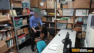 Busty ebony teen thief punished by perv officer 😈