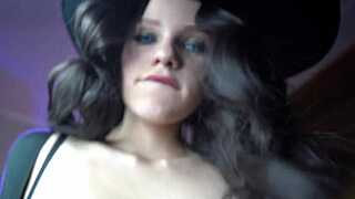 Slut Witch Bounces Pussy on Big Cock.