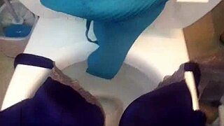 Step sister in 40dd bra and panties gets a cumshot from her bro.