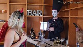lisa wild love gets her first anal from a perv demon in halloween costume, or was it a dream?