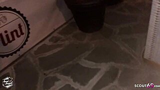 german party slut gets licked by random guys in the store