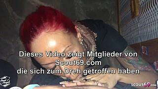 german party slut gets licked by random guys in the store