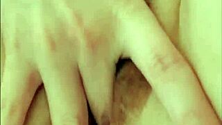 Russian student in stockings fingers both holes.