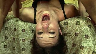 Hey, wanna see this brunette hottie take a deep throat pounding?