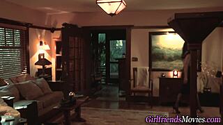 Teen Lesbians in Stockings Tease with Hot Tribbing Action