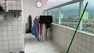 This latina maid’s stunning ass in tight shorts keeps teasing me