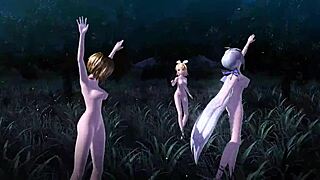 Kagamine Rin, Meiko, and Haku in Knife Project Diva Nude Mod