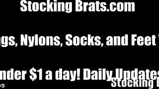 sasha and monica licking teasing in stockings