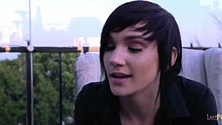 Tattooed lesbians celebrate first marriage night with intense 69 and kisses.