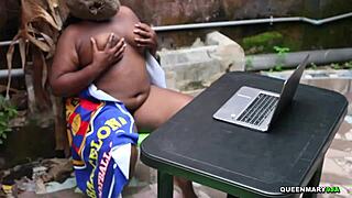 My Horny Stepsis And I Masturbated And Fucked Outside While Watching Porn!