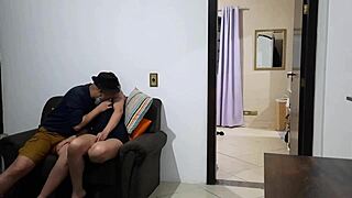 the cuckold took a shower while his wife cheated with his brother on the couch