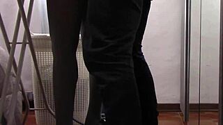 the milf in heels irons while getting her legs touched and pussy fucked roughly.