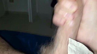 amateur handjob with huge load - massive cock explodes with cum everywhere.