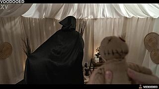 Squirting whore hands over control to creepy voodoo doll guy! 😈