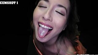 Horny brunette rides cock then eats cum
