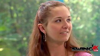 Hot blonde teen masturbates publicly, playing with her pussy on the beach