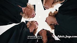 Adira Allure和朋友们被粗暴群交，大鸡巴猛插她们的大奶和屁股！