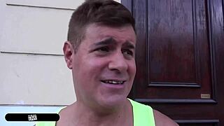 gushing russian receptionist hints at deepthroating inked stud in elevator.