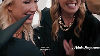 Adira Allure和朋友们被粗暴群交，大鸡巴猛插她们的大奶和屁股！