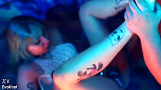 Lesbian Strap-On Play with Foot Tickling and Toe Sucking.