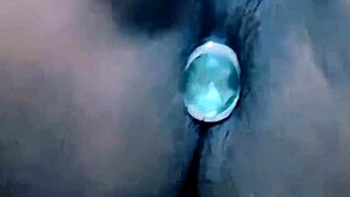 standing fuck while in chastity cage, huge buttplug in ass