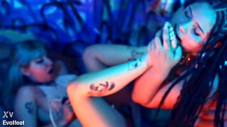 Lesbian Strap-On Play with Foot Tickling and Toe Sucking.