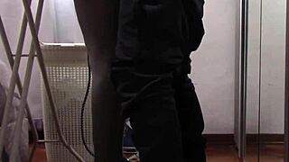 the milf in heels irons while getting her legs touched and pussy fucked roughly.