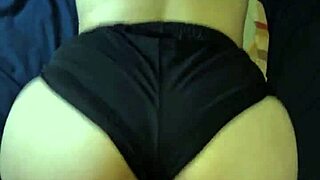 Real amateur fucks 18-year-old's perfect white ass in doggystyle without removing her shorts, bending her over for intense anal POV action.